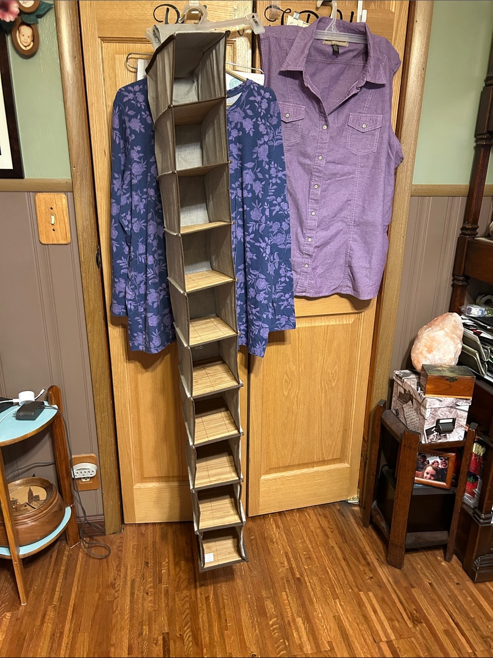 Hanging Closet Organizer - Gray Fabric 10-Shelf Storage